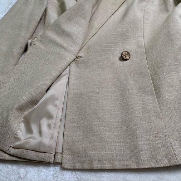Khaki colored Kasper Faux wrap skirt and jacket - Picture 7 of 10